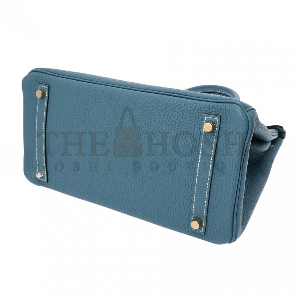 H**me5 BIRKIN 30 TOGO LEATHER DENIM BLUE LEMON YELLOW GOLD BUCKLE HANDBAG 627751 (30*23*15cm) Master Quality